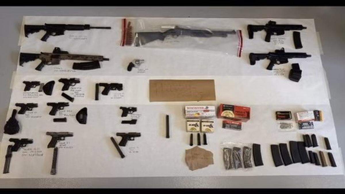 Miami-Dade Police, investigating a triple shooting on Monday night, uncovered a cache of high-powered weaponry at a home nearby.