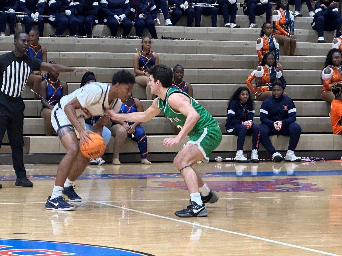 Stranahan’s Christian Yeargin looks to dribble past a St. Brendan defender during Thursday’s Region 4-4A championship game in Fort Lauderdale, Fla.