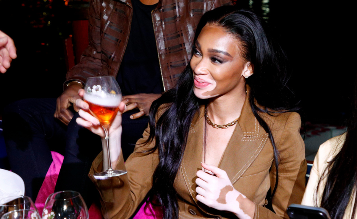 Winnie Harlow took the phrase “models and bottles” to the next level as she made a grand entrance into a private Perrier-Jouët Belle Epoque Rosé after party at Seaspice by the River