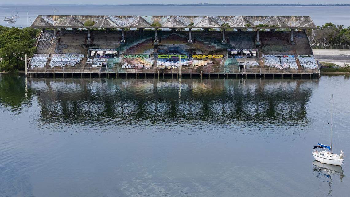 A view of the Miami Marine Stadium at Virginia Key on Wednesday, Sept. 3, 2025, in Miami, Fla.