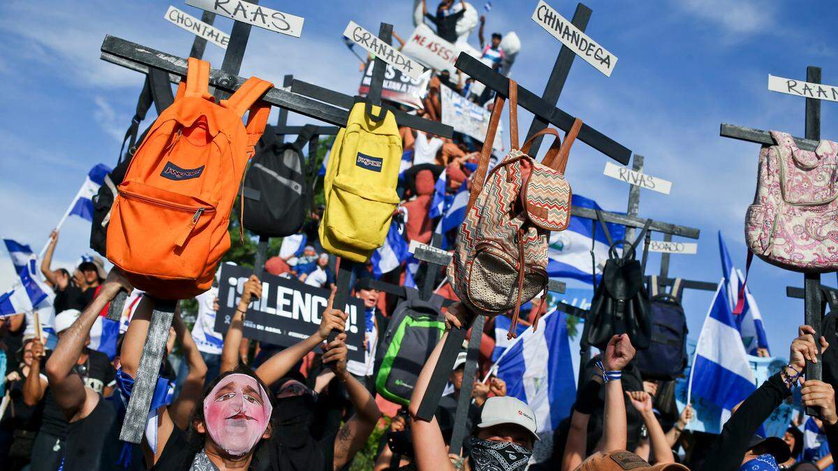 File photo of university students taking part in a march against Nicaragua's President Daniel Ortega in Managua, Nicaragua, on May 30, 2018.