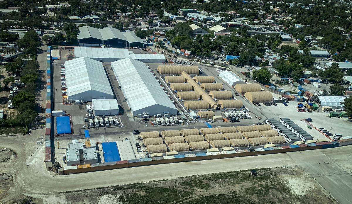 View of the Kenya-led Multinational Security Support mission base located near Port-au-Prince’s international airport in Haiti.