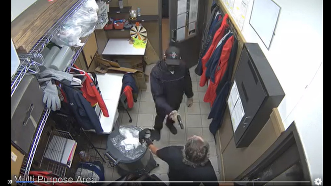 The man pointed a gun at the employee and told him to open the safe or he would be shot, officials said.