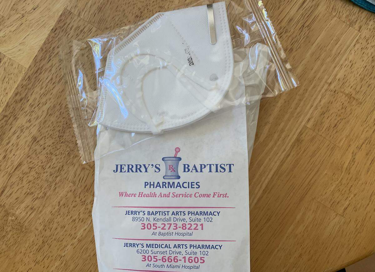 Jerry’s Baptist Pharmacies, inside Baptist Hospital at 8950 N. Kendall Dr., Suite 102, had face masks for sale at $7 apiece on April 22, 2020.