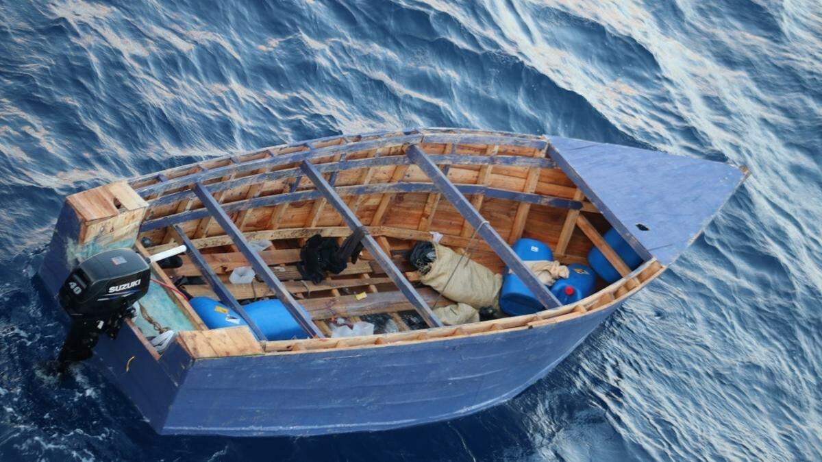 The 25-foot boat that the Coast Guard says had 26 Dominicans attempting to illegally migrate when U.S. Customs and Border Protection and the Coast Guard intercepted it Saturday.