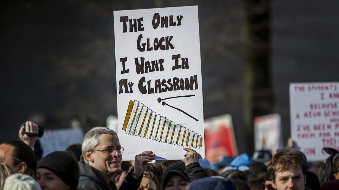 On March 24, 2018, students from Marjory Stoneman Douglas High School in Parkland, the scene of a mass shooting Feb. 14, 2018, were joined by more than 800,000 people as they marched in a nationwide protest demanding sensible gun control laws. Many of the students do not want their teachers to be armed. In May, Florida Gov. Ron DeSantis signed a bill that allows teachers to be armed in classrooms of public schools in the state.