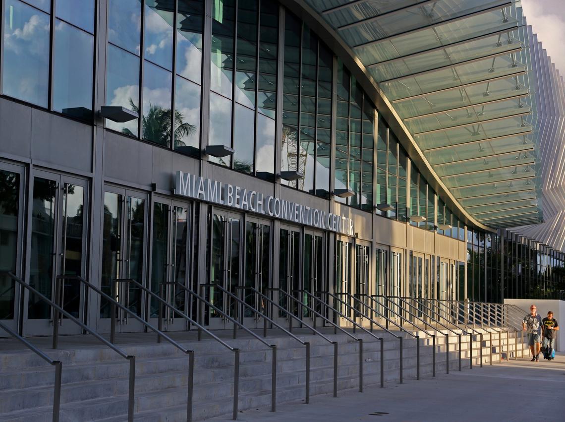 Sunlight hits the east entrance of the newly renovated Miami Beach Convention Center on Wednesday, Sept. 26, 2018, in Miami Beach.