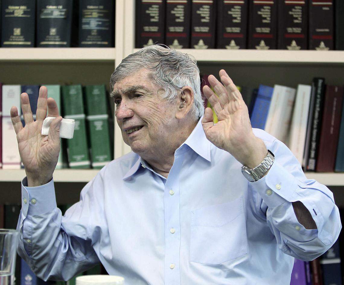 Luis Posada Carriles sits for an interview with el Nuevo Herald on Thursday, April 14, 2011, at the offices of his lawyer, Arturo V. Hernandez, in southwest Miami.