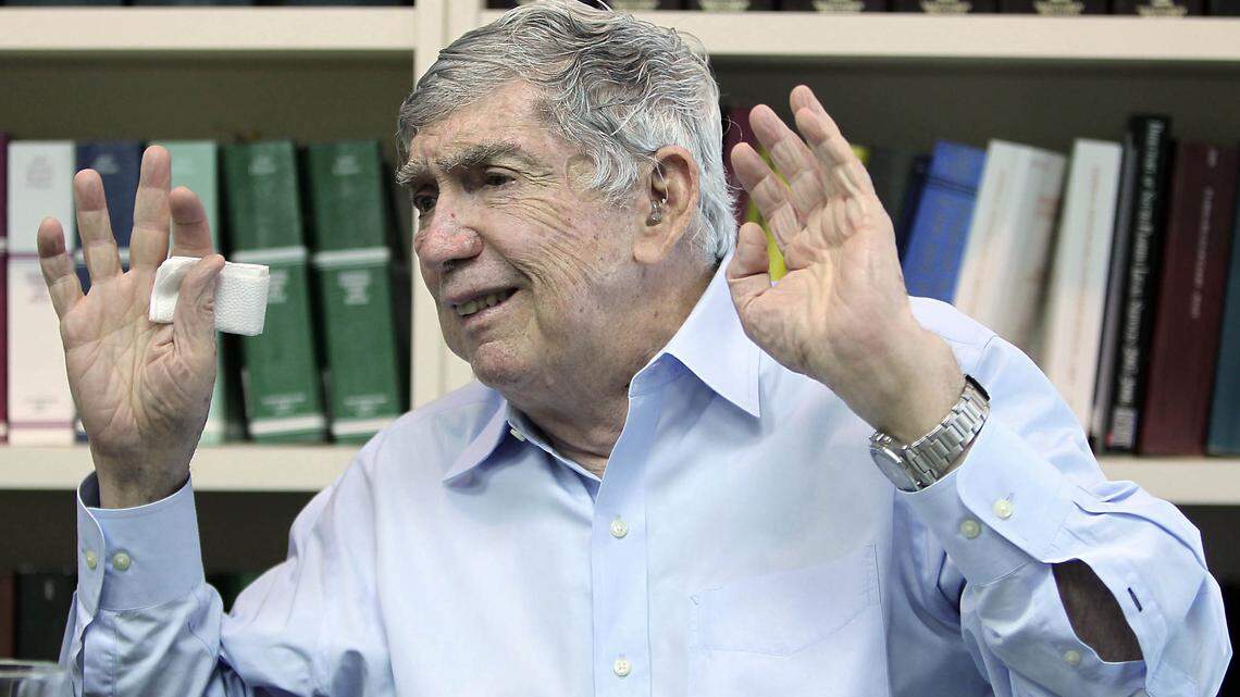 Luis Posada Carriles sits for an interview with el Nuevo Herald on Thursday, April 14, 2011, at the offices of his lawyer, Arturo V. Hernandez, in southwest Miami.