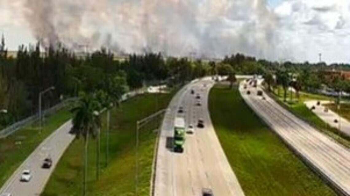 Broward wildfire grows, and smoke is visible from the Sawgrass Expressway