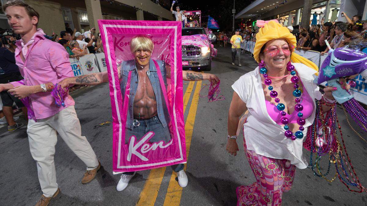 A man costumed as a Ken doll from the blockbuster film “Barbie” marches in the Fantasy Fest Parade Saturday, Oct. 28, 2023, in Key West.