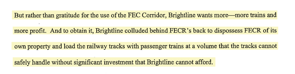 Excerpt from Florida East Coast Railway, LLC v.&nbsp;Brightline Trains Florida, LLC filed July 11, 2025
