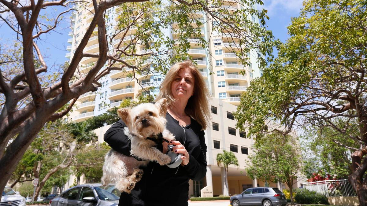 Rosana DeSanti and her dog “Toronto” 7 infront of their place the Metropolitan on the final day of Ultra Music Festival on Virginia Key on Sunday, March 31., 2019.