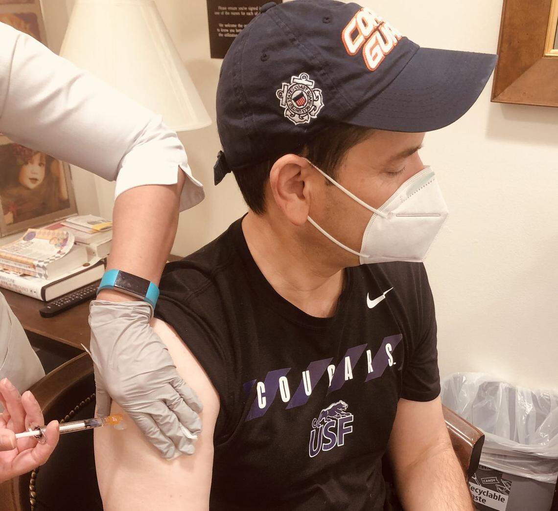 U.S. Sen. Marco Rubio receives the coronavirus vaccine. He tweeted out the photograph.