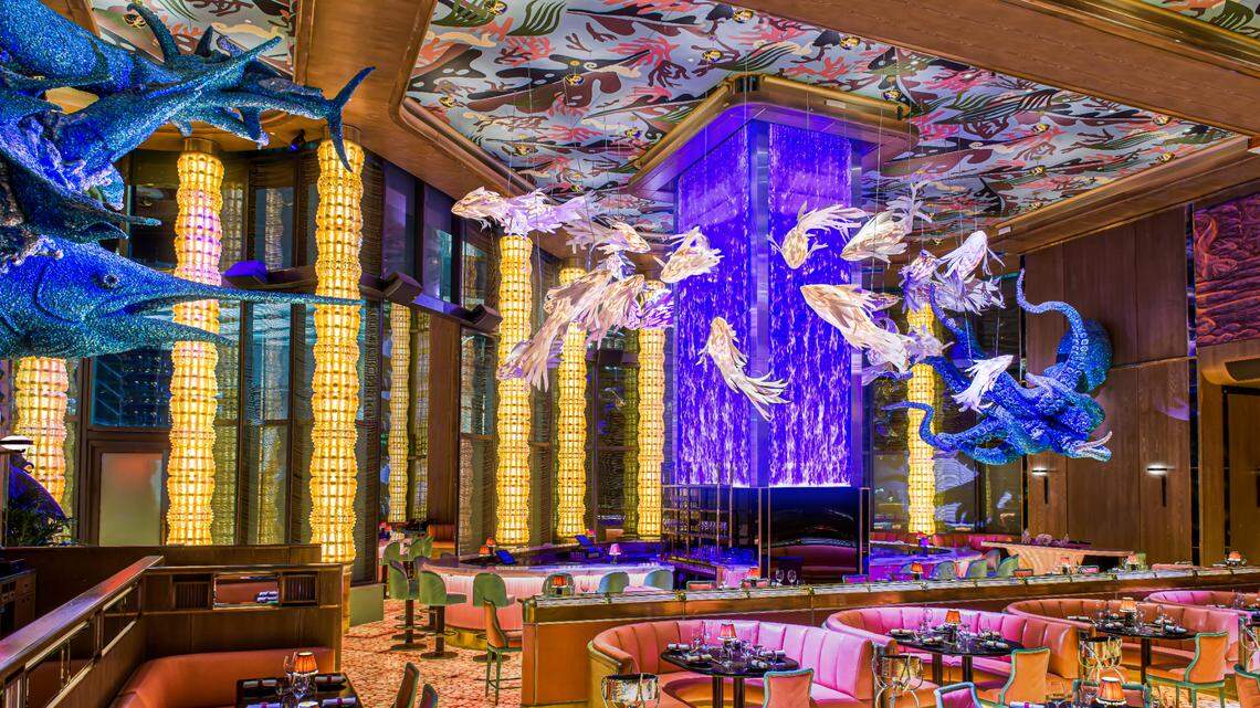 The main dining room of Sexy Fish Miami, now open in Brickell.