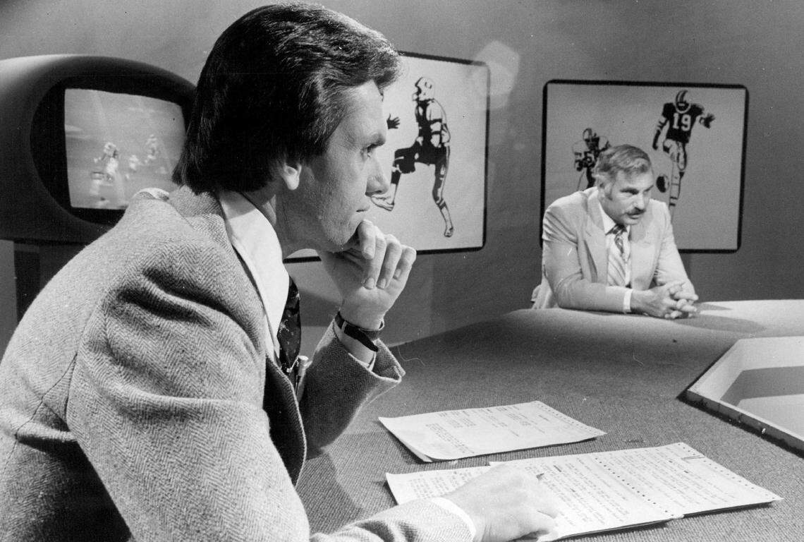 Tony Segretto, left, with UM coach Howard Schnellenberger in 1979.