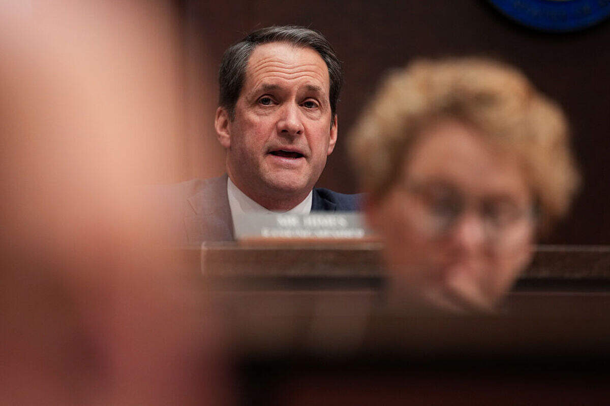 GettyImages-2267378219.jpg Ranking member Rep. Jim Himes (D-CT) speaks during a House Select Intelligence Committee hearing on March 19, 2026, in Washington, D.C.