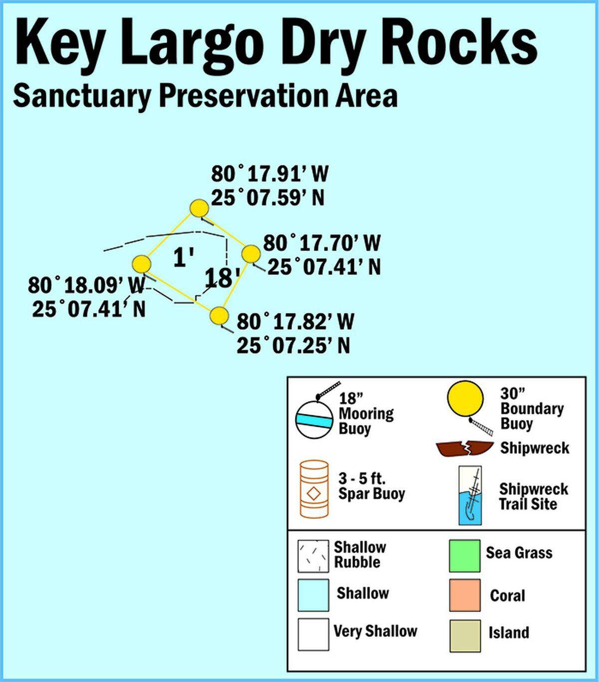 Florida Keys National Marine Sanctuary map of Key Largo Dry Rocks.