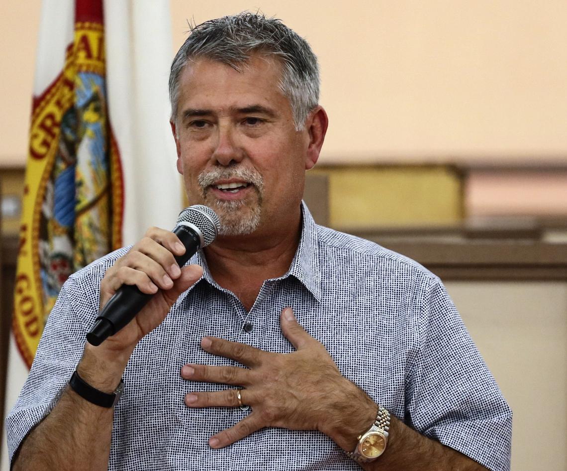 Javier Gonzalez participates in the debate as candidates for Miami’s District 2 gathered for the forum inside the Frankie Shannon Rolle Community Resource Center at Coconut Grove Village West on Monday, October 6, 2019.