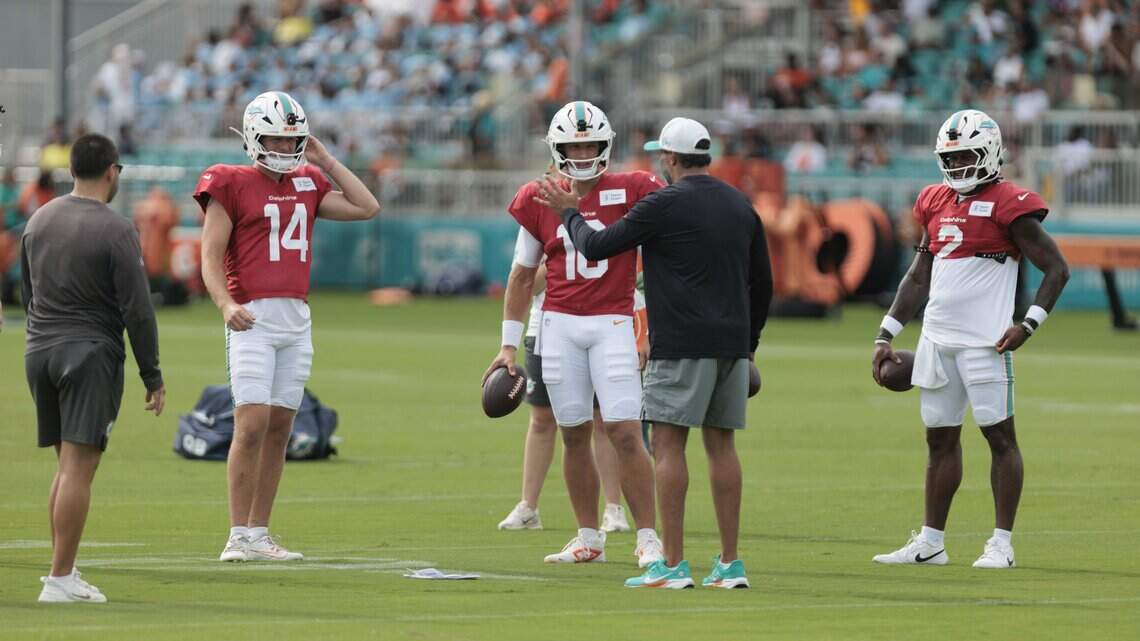 Dolphins Stock Report (Day 16): Quarterback Quinn Ewers has a week to impress