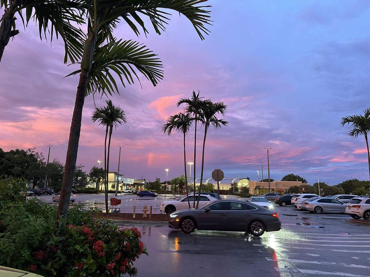 One pretty side effect of the wet days South Florida has seen for a week are the colorful sunsets and rainbows as seen Thursday evening, June 13, 2024, overlooking the parking lot of the Whole Foods Market and Target at 7800 SW 104th St. in the Pinecrest area of Miami-Dade.