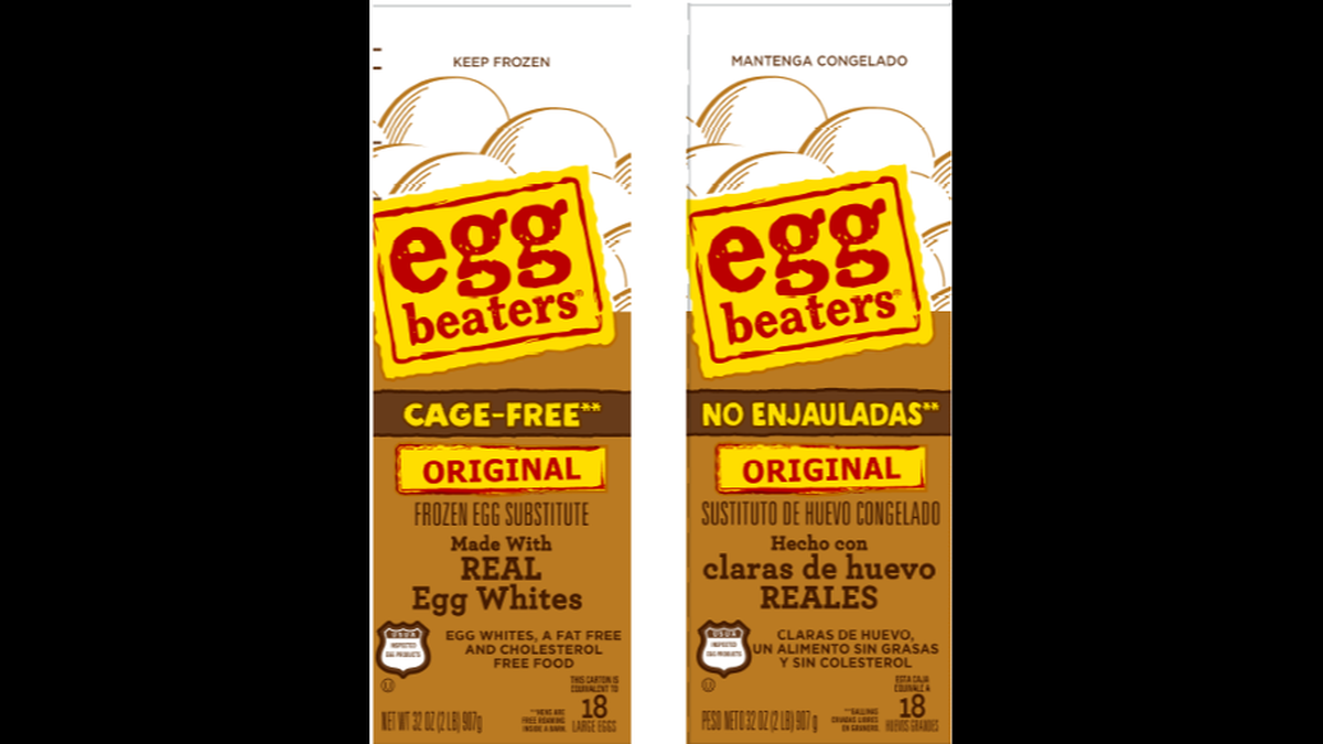 One of the four recalled products is egg beaters Cage-Free Original Frozen Egg Substitute, sold in Spanish as egg beaters No Enjauladas Original Sustituto de Huevo Congelado.