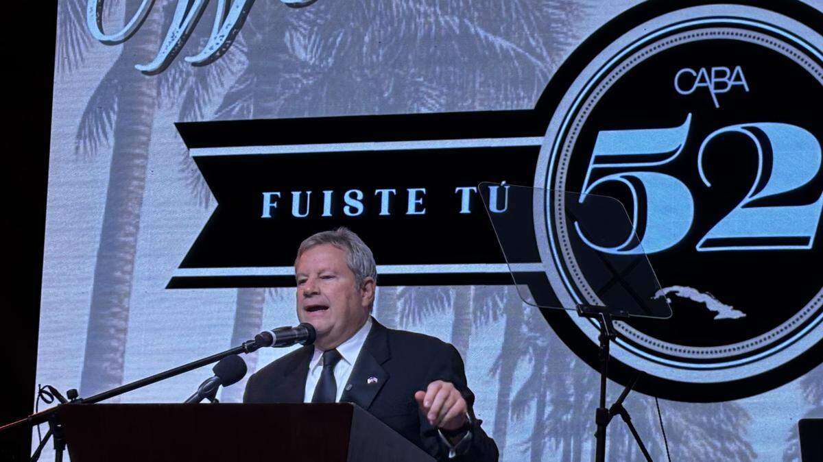 Mike Hammer, the top U..S. diplomat in Cuba, speaks at the Cuban American Bar Association’s first Humanitarian Award at the organization’s annual gala in Miami on Saturday, Feb, 28.