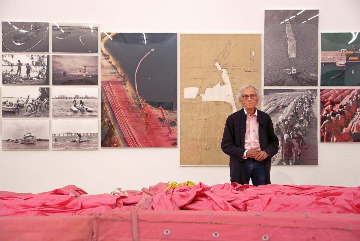 International artist Christo at a 2018 PAMM exhibit of archival materials used to create ‘Surrounding Islands.’