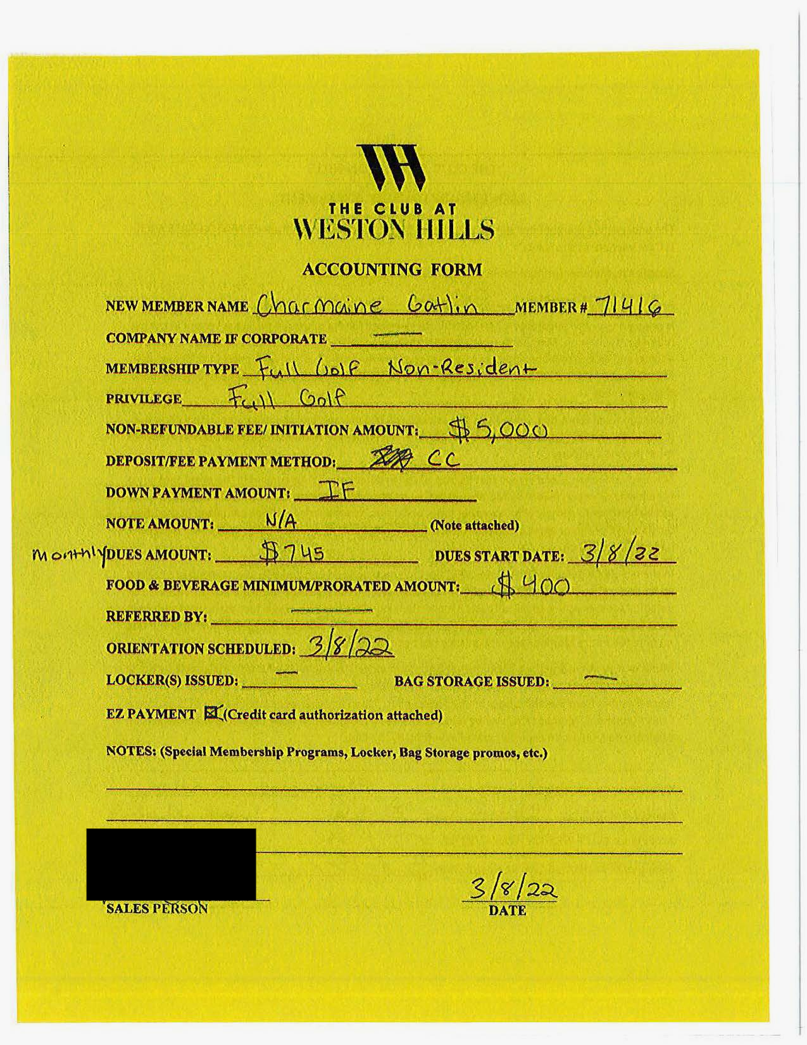 Charmaine Gatlin in 2022 signed up for a golf membership with the Club at Weston Hills. She charged the Jackson Health Foundation for the membership, claiming it was for board members, Jackson records show.