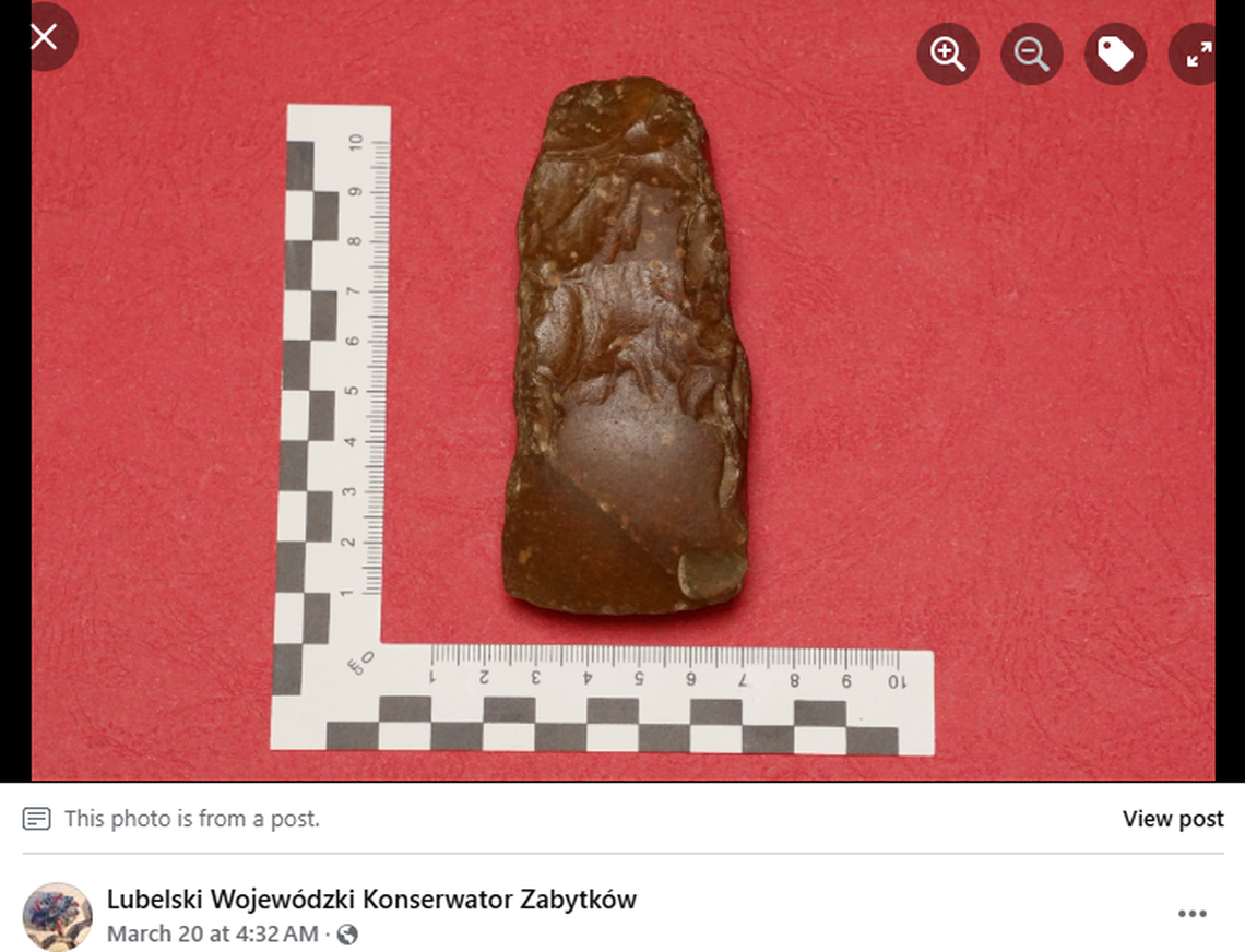 The ax is 4.3 inches long and 1.8 inches wide and well preserved, officials said.