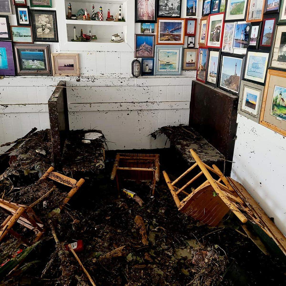Water poured into The Lighthouse Café on Sanibel island from Hurricane Ian on Sept. 28. Owner Dan Billheimer posted this photo of the restaurant’s insides on Oct. 6.