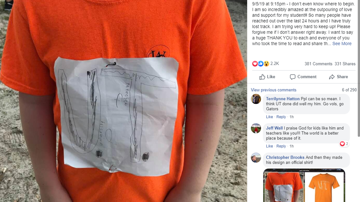 A Florida student made his own University of Tennessee shirt for College Color Day at his elementary school. The other kids made fun of him. Then, the University made it an official T-shirt.