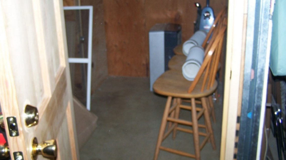 This photo shows the “basement dungeon room” Olivia Atkocaitis was kept inside as photographed by New Boston police in 2011, according to her lawsuit.
