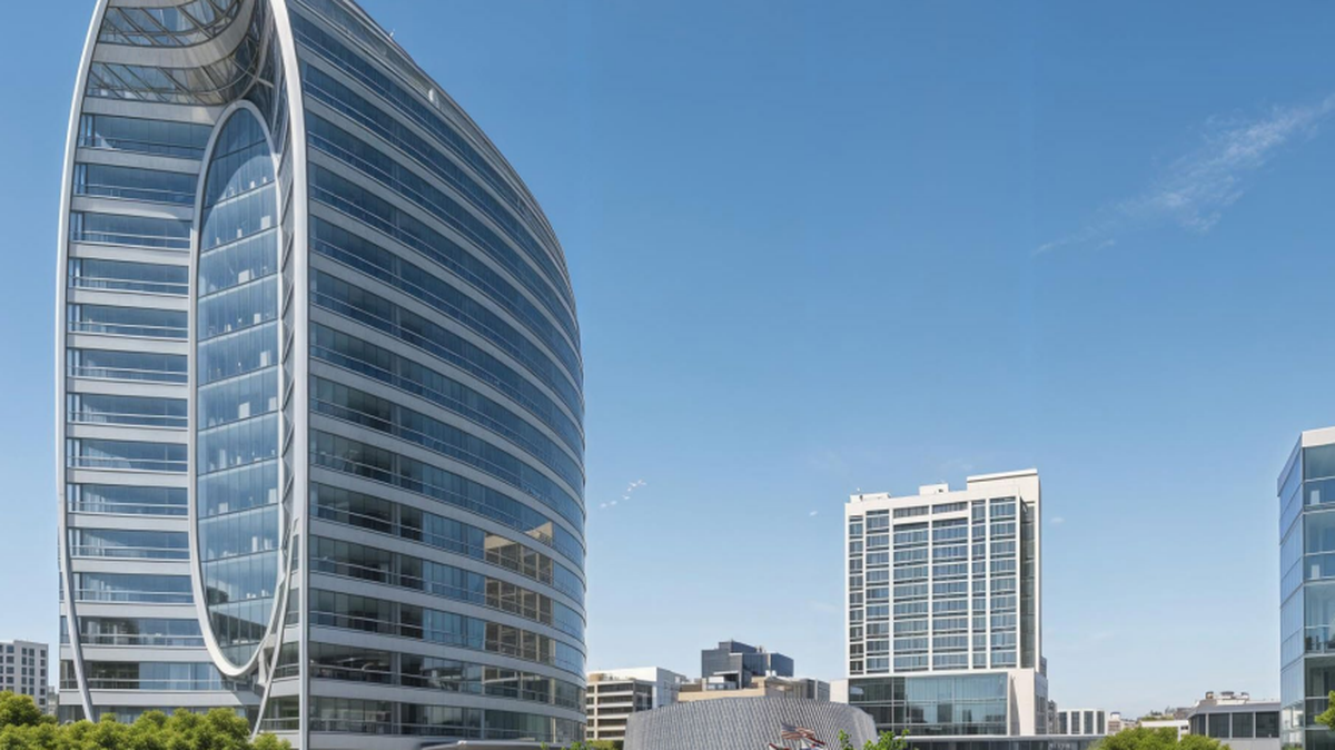 A rendering of a new city hall for Fort Lauderdale designed by City Hall Partners, a team that includes CORE Construction, Stiles Corp., Plenary Americas U.S. Holdings, PGAL and the PALMA architectural firm.