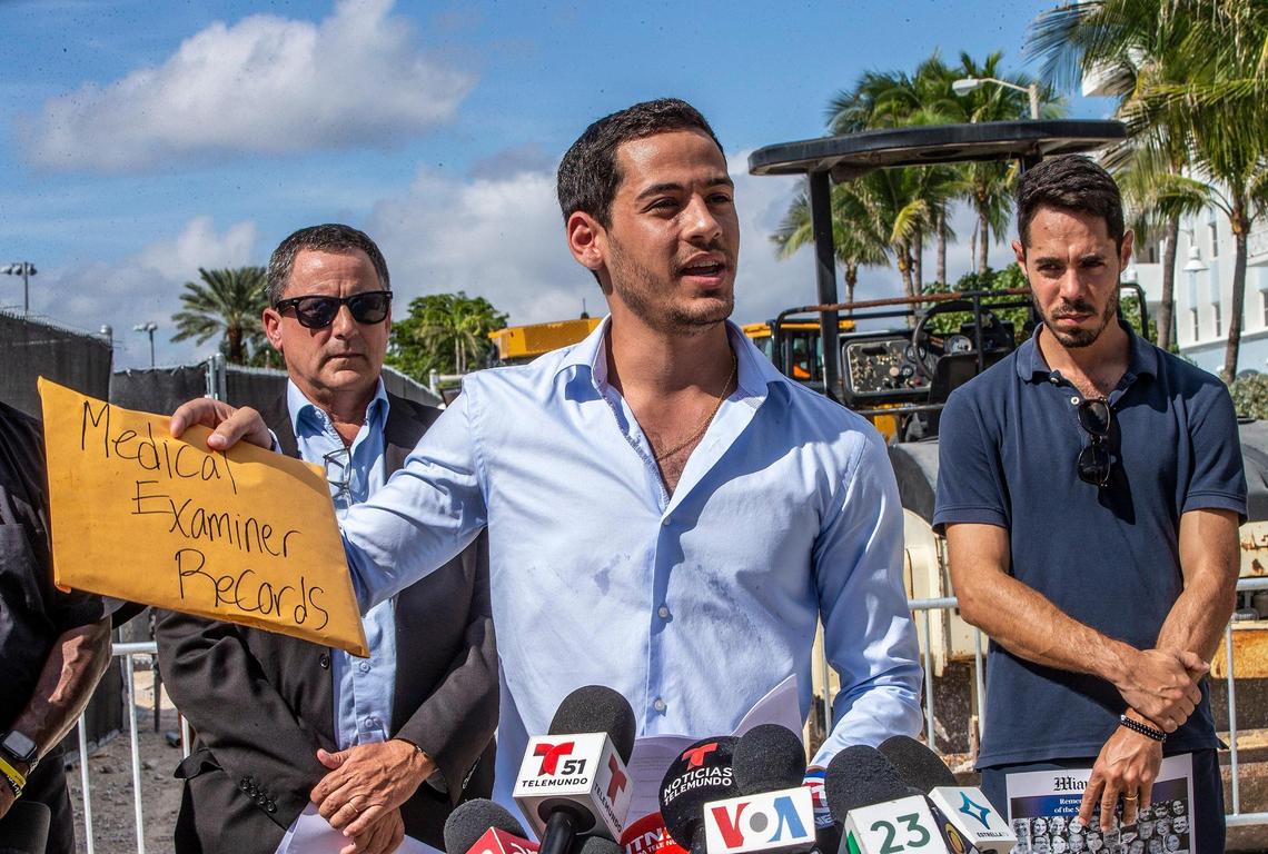 Martin Langesfeld has requested preservation of rubble that may contain human remains of victims of the June 24 Champlain Towers South collapse, including his sister Nicole, as he holds a forensics report showing “we have a very, very, very small percentage of my sister.” He also renewed calls for a memorial on the site.
