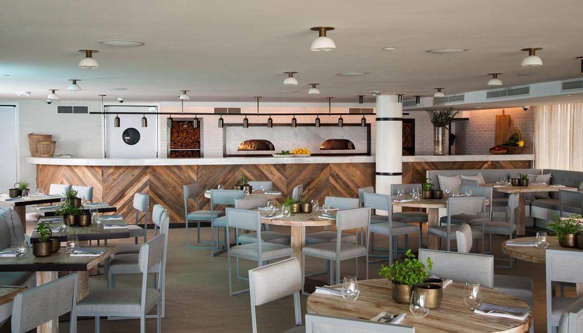 The interior of Ocean Social at Eden Roc Miami Beach hotel.