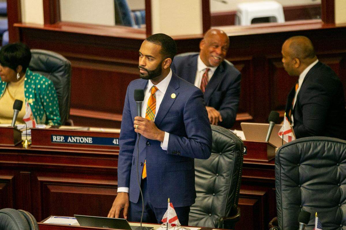 Rep. Gallop Franklin speaks in opposition to SB 300, which would place a ban on abortions after six weeks in Florida, during debate in the House on Thursday, April 13, 2023.