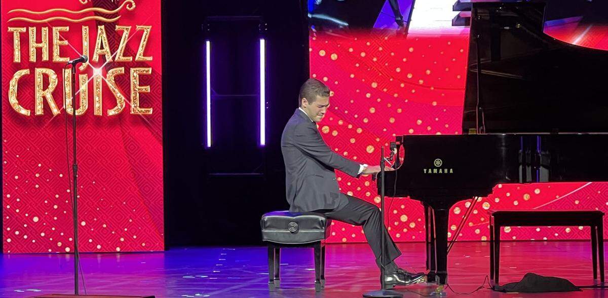 Pianist Brandon Goldberg, then 18, performs Feb. 2 during the weeklong 2025 Jazz Cruise, which departed Port Everglades in Fort Lauderdale.