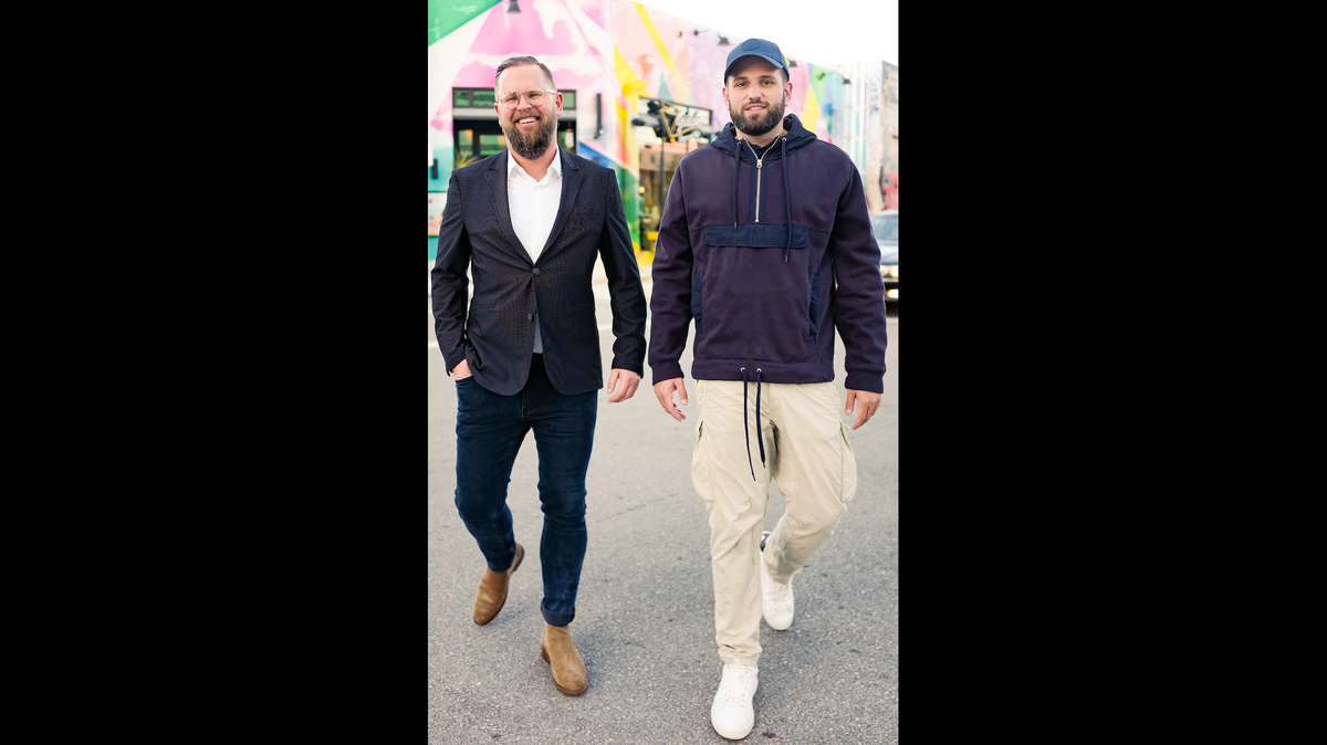 Michal Cieplinski and Harry Hurst, co-founders of Pipe, near their Wynwood office. Pipe is hoping to build the “NASDAQ of revenue.”
