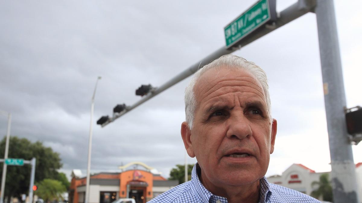 Miami Dade County Commissioner District 10 candidate Jose Garrido poses for a photograph on July 27, 2018,  by the stretch of Coral Way where he had volunteered to clean up trash as part of the county’s “Adopt-a-Road” program.  Miami-Dade hasn’t approved the application by a chamber of commerce that Garrido led until recently.