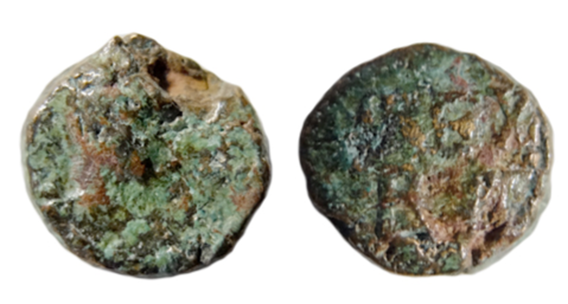 An ancient coin that once depicted an Ostrogoth king.