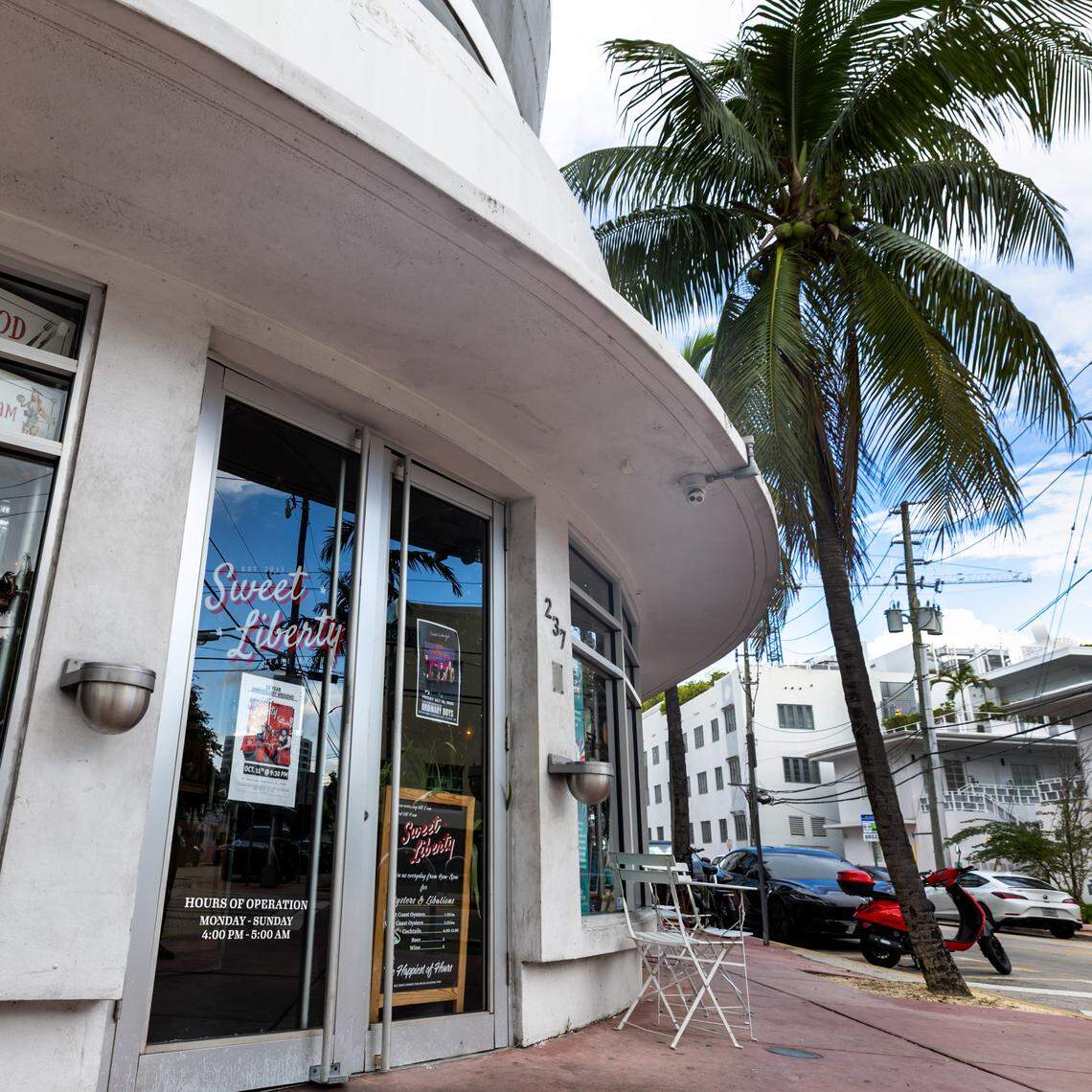 Exterior view of Sweet Liberty on Tuesday, October 8, 2025, in Miami Beach, Fla.