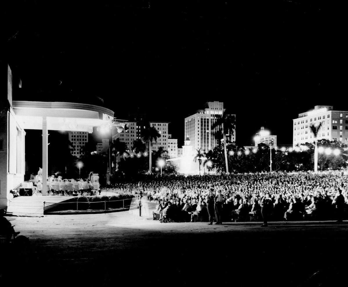 Thousands of people pack Bayfront Park amphitheater to enjoy free public concerts.