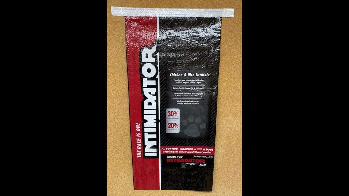 Intimidator recalled dog food, June 2, 2021.