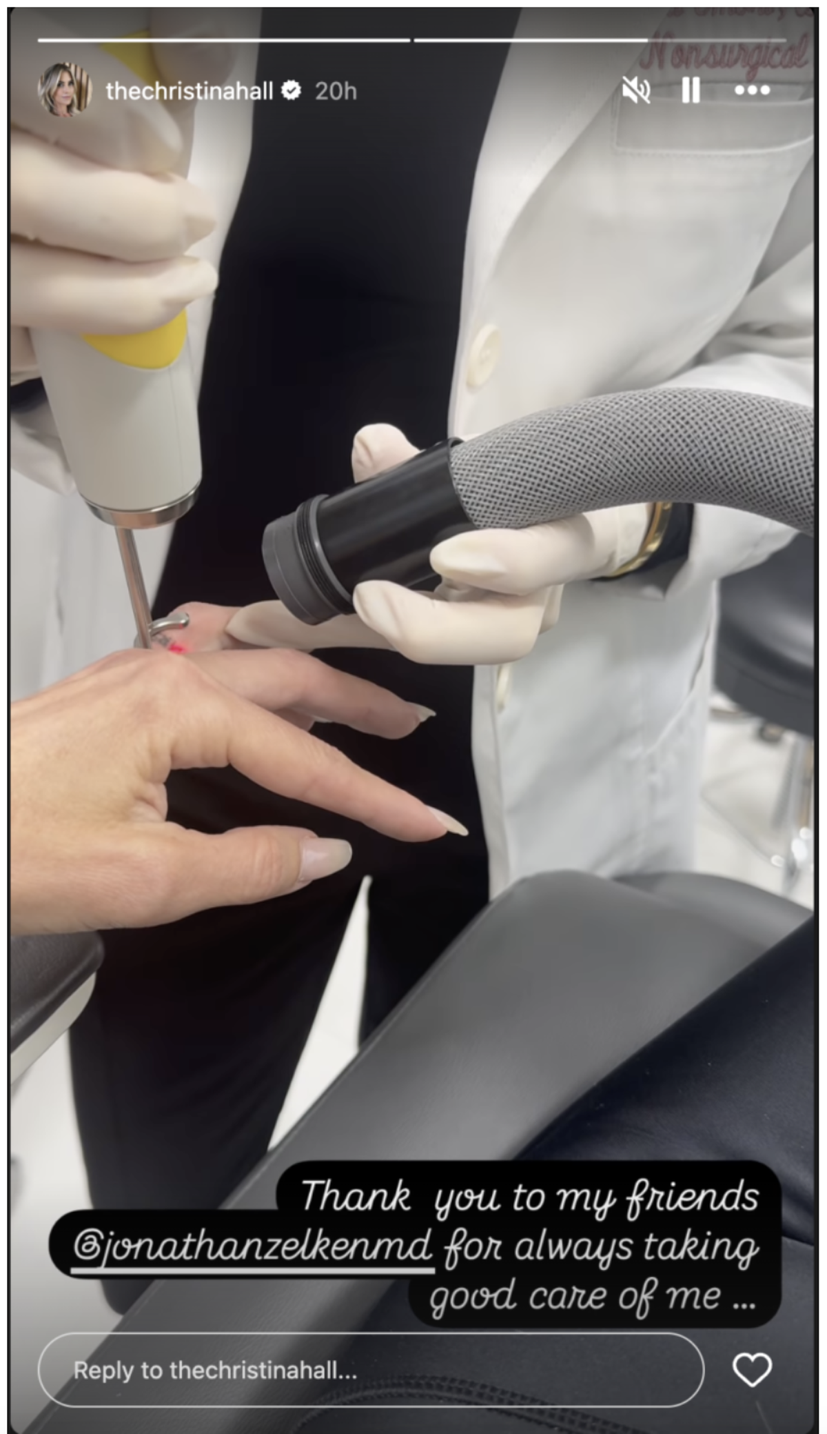 Christina Hall removes a tattoo from her wedding ring finger.