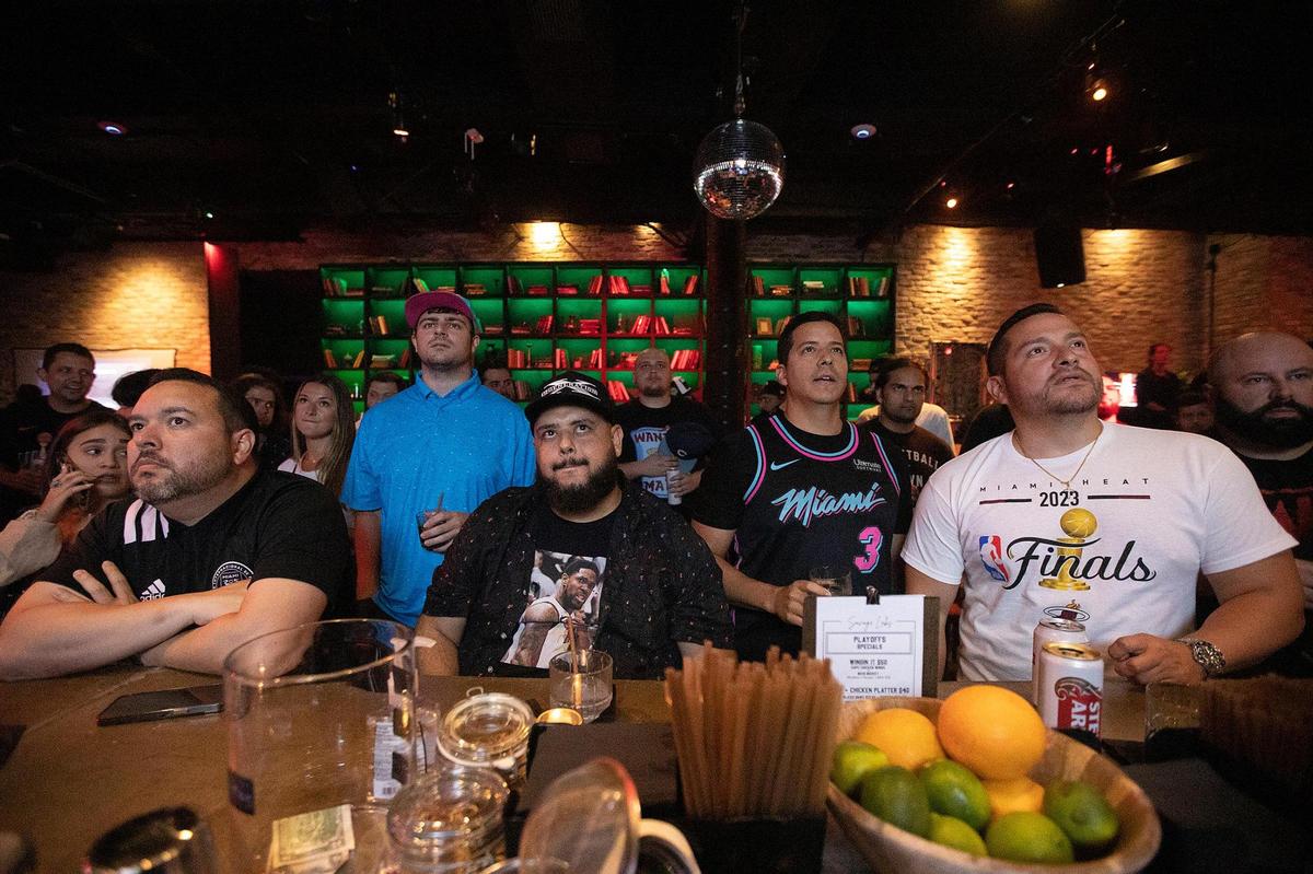 Mauricio pelaez Brian Ayala Fernando Cacabelos George Quiroz Allan Interian at the HEAT WATCH PARTY AT SAVAGE LABSWINDWOOD ON WEDNESDAY JUNE7TH.M 2023.