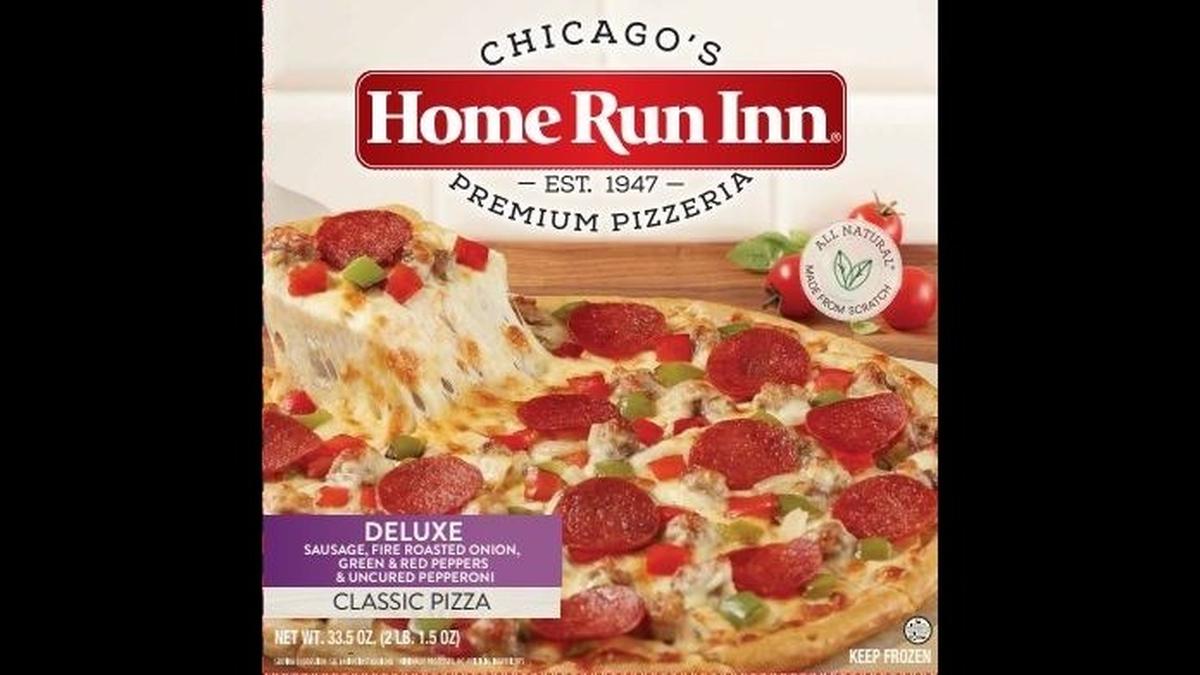 Some Home Run Inn Chicago’s Premium Pizzeria Deluxe Sausage Classic Pizzas had metal.