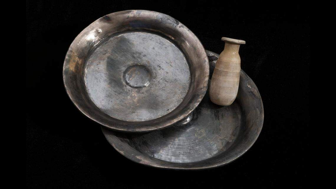 A set of dishes used for religious and funerary rituals was also found in the underwater ruins, archaeologists said.