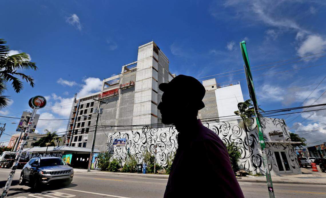 Steven Wernick, a lawyer based in Wynwood, walks by new construction in 2018.