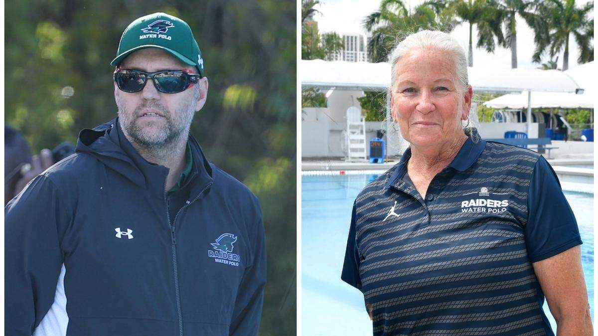 Ransom Everglades’ Eric Lefebvre (left) and Gulliver’s Carroll Vaughan (right) are the Miami Herald’s Miami-Dade Water Polo Coaches of the Year.